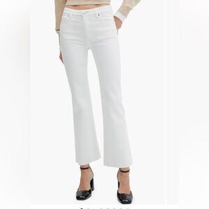 Mango White Raw Hem Cropped Jeans
